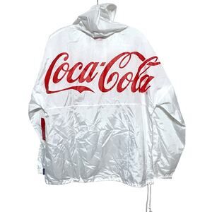 Coca Cola by Spirit Jersey White Windbreaker Pullover Hoodie Unisex M NWT Retro